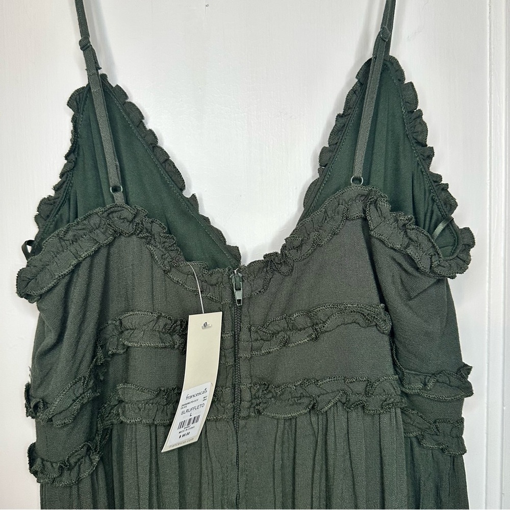 Francesca's Collections Sage Green Jumpsuit wide leg large - Picture 8 of 14
